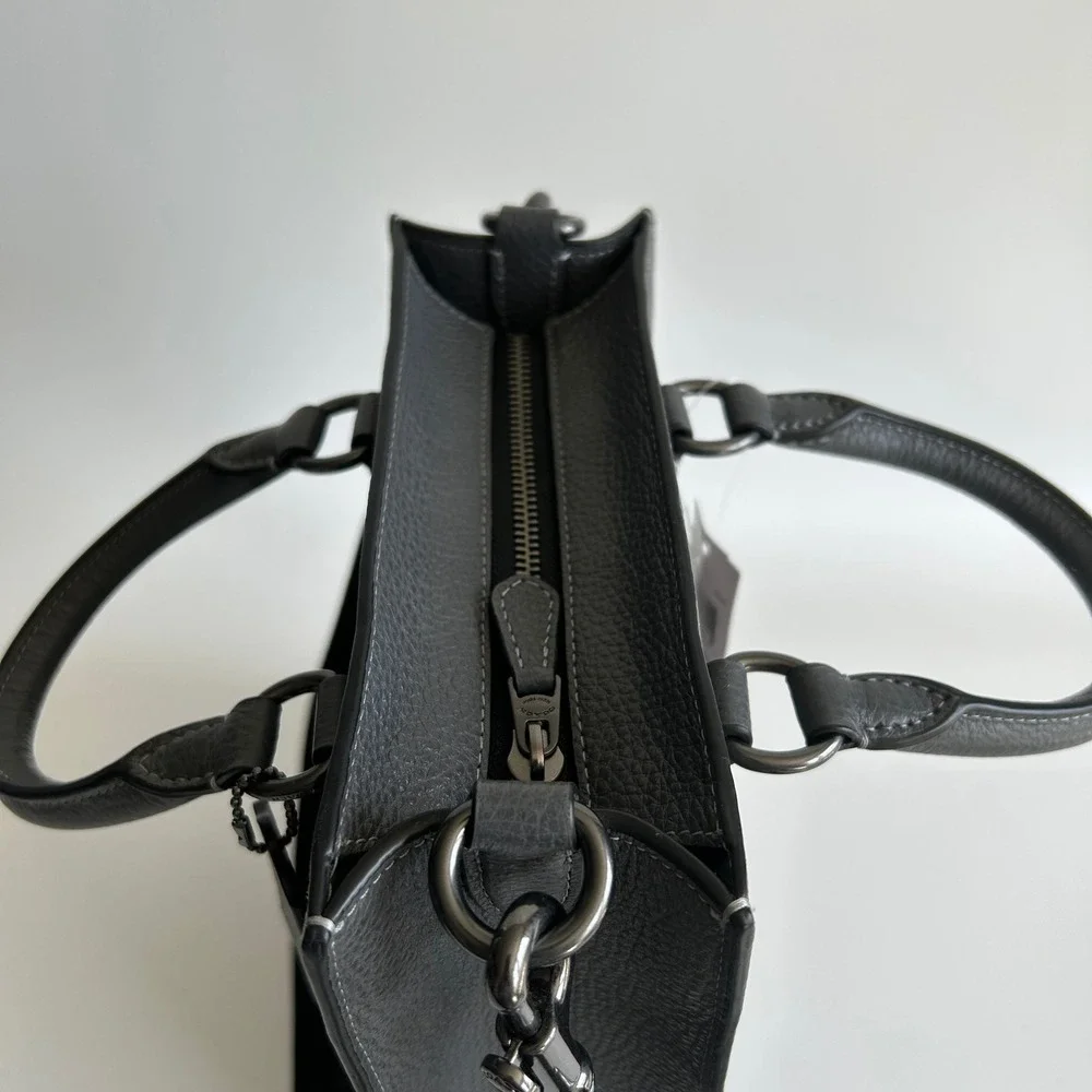 Coach Dylan Tote Graphite‎ Grey Pebbled Leather Crossbody Bag NEW